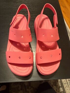 CROCS Coral Pink Dual-Strap Slingback Sandals